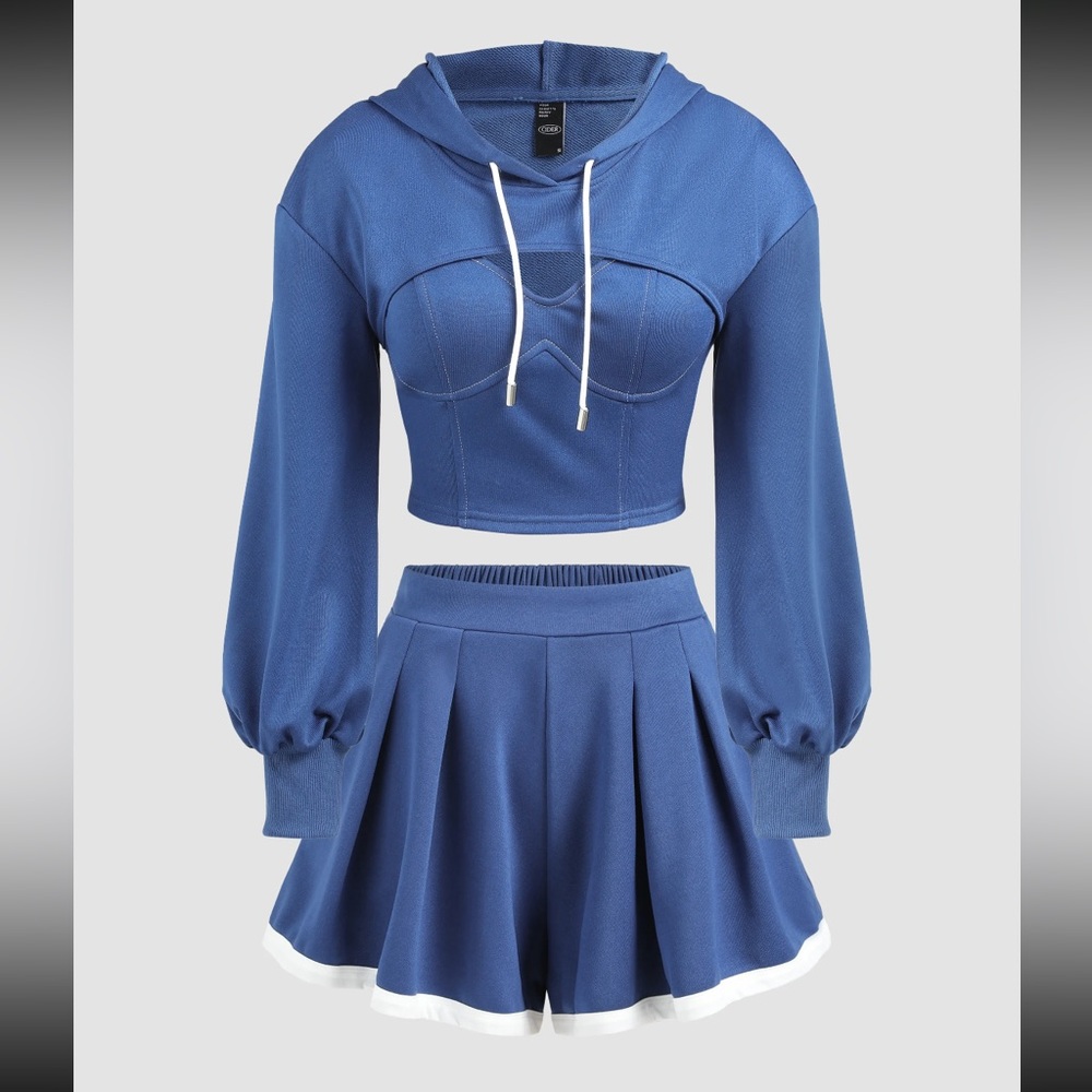 Cider Blue Cropped Hoodie and Short Set
